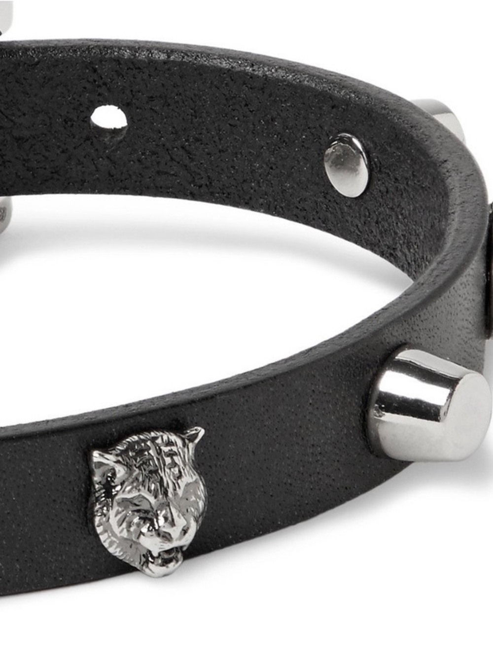 Gucci Studded Feline Head Leather Bracelet in Black - Picture 2 of 5